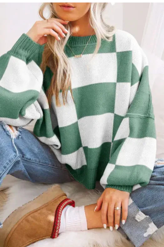 Checkered Sweater (Multiple Colors) Outfit