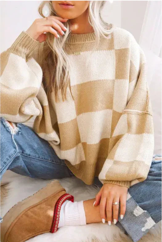 Checkered Sweater (Multiple Colors) Outfit