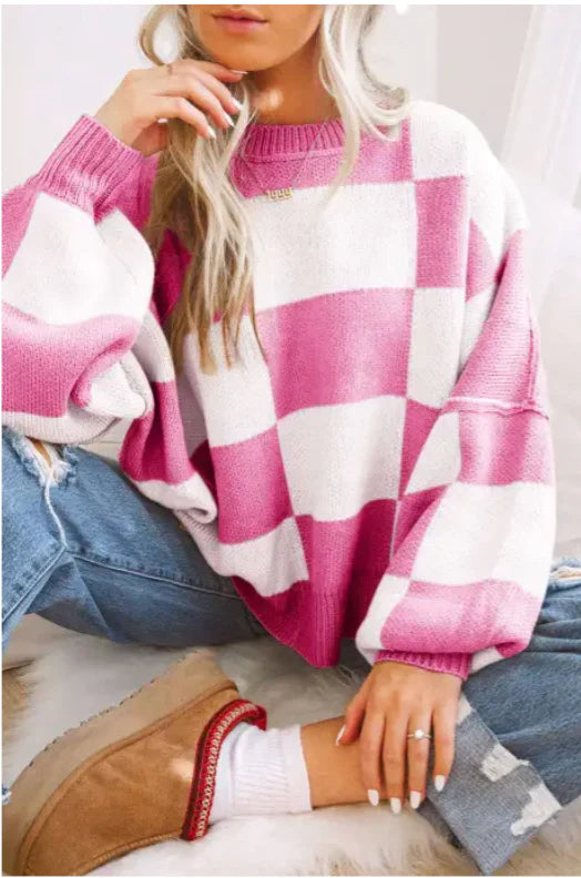 Checkered Sweater (Multiple Colors) Outfit
